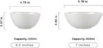 11 OZ Ceramic Soup Bowls for Kitchen White Diamond, Ultra light Set of 4 Perfect for Soup Bowls for Kitchen, Ramen Bowl, for Oatmeal, Fruit,Salad and Rice Bowl, Dishwasher & Microwave Safe (4.73 INCH) - Image 2