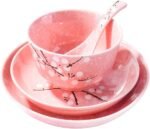 4-Piece Dinnerware Set, Plate, Dish, Bowl, Spoon,  Hand-painted Tableware set(Pink plum)
