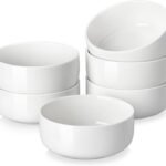 24 OZ Cereal Bowls, Porcelain Soup Oatmeal Bowls Set of 6, Kitchen Ceramic Serving Bowl, Dishwasher Microwave Oven Safe, White, Series
