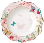 Bone China Dessert Plate/Salad Plate Ceramic Plate for Breakfast Afternoon Tea- Butterfly Pattern (Pink (7.5inches Salad Plate))