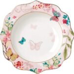 Bone China Dessert Plate/Salad Plate Ceramic Plate for Breakfast Afternoon Tea- Butterfly Pattern (Pink (7.5inches Salad Plate))