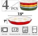 4 Pack Ceramic Dessert Plates, 7.5 Inch Small Floral Dinner Appetizer Plate, Lunch Salad Serving Dishes, Vintage Flat Pasta Bowl for Steak Fruit Pizza, Dishwasher & Microwave Safe - Image 2