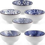 Ceramic Rice Bowls 10 oz,  Bowl Gift Set, Assorted Dinnerware Serving Bowls for Cereal, Soup, Dessert, Snack, Fruit, Salsa, Pack of 6 (Blue and White) - Image 2