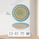 Dinner Plates Ceramic Plate Set - 10 Inch Large Porcelain Round Plate Sets of 6 - Flat Colorful Pattern Dining Plates for Kitchen | Family - Dishwasher | Microwave | Oven Safe - Image 2