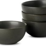 Cereal Bowls, 24 oz Soup Bowls Set of 4, Ceramic Bowls Set for Salad, Fruit, Breakfast, Dessert, Stoneware Bowls for Kitchen, Dishwasher & Microwave Safe, Matte Black