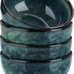 Starry 24oz Bowls for Soup, Ceramic Deep Soup Bowls Set of 4, Green Cereal Bowls Set for Kitchen, Salad Bowls Set, Pasta Oatmeal Bowls, Lead-free, Dishwasher & Microwave Oven Safe