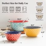 Mixing Bowls, Ceramic Mixing Bowls for Kitchen, Colorful Vibrant Nesting Bowls for Cooking, Baking, Prepping, Serving, Salad, Housewarming Gift, Microwave Dishwasher Safe, 3.7/2/1 Qt, Set of 3 - Image 2