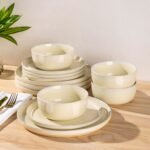 Stoneware Dinnerware Sets for 4,Round Reactive Glaze Ceramic Plates and Bowls Set,Highly Scrath Resistant | Dishwasher & Microwave Safe Dishes Set,Service for 4 (12pc)