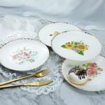 Vintage Floral Flowers Pattern Ceramic Salad Plates, Pasta Plates, Fruit Plates, Appetizer Plates, Dessert Dishes,Dinner Plates, Holiday Plates, Home Decoration, Set of 4-Rose - Image 2