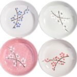 Set of 4 -Style Ceramic Plates – 7 Inch Asian-Inspired Dinner Plates with 4 Unique Patterns, Microwave & Dishwasher Safe, Handcrafted Artisan Designs, Elegant Tableware for Home Dining & Gifts