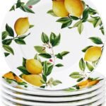 6 Pcs Ceramic Plates Lemon Dreams Ceramic Plates 6 Inch Yellow Dinner Salad Appetizer Dessert Dish for Wedding Baby Shower Summer Birthday Party Supplies Table Decorations (Lemon)