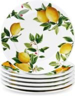 6 Pcs Ceramic Plates Lemon Dreams Ceramic Plates 6 Inch Yellow Dinner Salad Appetizer Dessert Dish for Wedding Baby Shower Summer Birthday Party Supplies Table Decorations (Lemon)