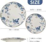 Porcelain Floral Plates Ceramic 8 Inch & 10 Inch Ceramic Plates 4 Pieces, Dessert Plate Blue and White, Salad Plate Set, Floral Dinnerware Set for Kitchen, Dinner Plate for Cake Snacks Side Dish - Image 2