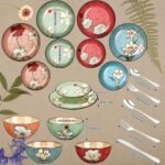 Ceramic Dinnerware Sets Service for 4, 32 Pcs Glazing Floral Ceramic plate and bowl sets with Knife/Fork/Spoon, Handmade Dish Set- Best Christmas housewarming gifts,Dishwasher Microwave Safe - Image 2