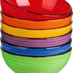 Cereal Bowls Set of 6-27 Oz Ceramic Soup Bowls, Microwave & Dishwasher Safe, 6 Inch Colorful Serving Bowls for Kitchen