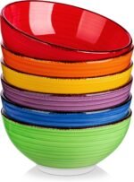 Cereal Bowls Set of 6-27 Oz Ceramic Soup Bowls, Microwave & Dishwasher Safe, 6 Inch Colorful Serving Bowls for Kitchen