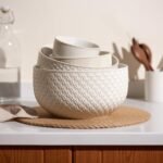 Ceramic Mixing Bowls, Nesting Set of 4, Embossed Kitchen Dishware, Prep, Serving, Gift, Microwave and Dishwasher Safe, 20/44/98/145 oz, Narbonne Collection (Ivory) - Image 2