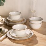 Ceramic Dinnerware Sets,Stoneware Handmade Reactive Glaze Plates and Bowls Sets,Chip and Crack Resistant | Dishwasher & Microwave Safe,Dishes Set Service for 4 (12pc)