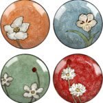 Ceramic Dinner Plates Set of 4, 11 Inch Underglaze Painting Large Porcelain Plates, Salad Plates-Microwave, Oven and Dishwasher Safe, Scratch Resistant