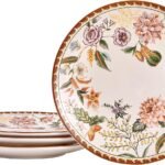Blooming Moment Dinner Plates Set of 4, 11 Inch Large Ceramic Plates for Pasta, Steak, Stylish Serving Dishes, Microwave and Dishwasher Safe, Gift for Housewarming and Thanksgiving