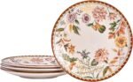 Blooming Moment Dinner Plates Set of 4, 11 Inch Large Ceramic Plates for Pasta, Steak, Stylish Serving Dishes, Microwave and Dishwasher Safe, Gift for Housewarming and Thanksgiving