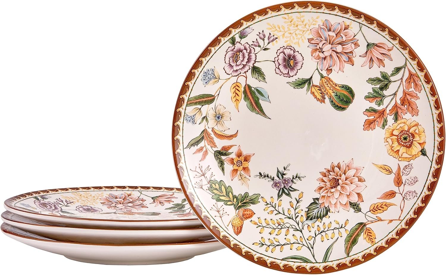 81wplPw1tVL._AC_SL1500_.jpg Blooming Moment Dinner Plates Set of 4, 11 Inch Large Ceramic Plates for Pasta, Steak, Stylish Serving Dishes, Microwave and Dishwasher Safe, Gift for Housewarming and Thanksgiving - Image 1